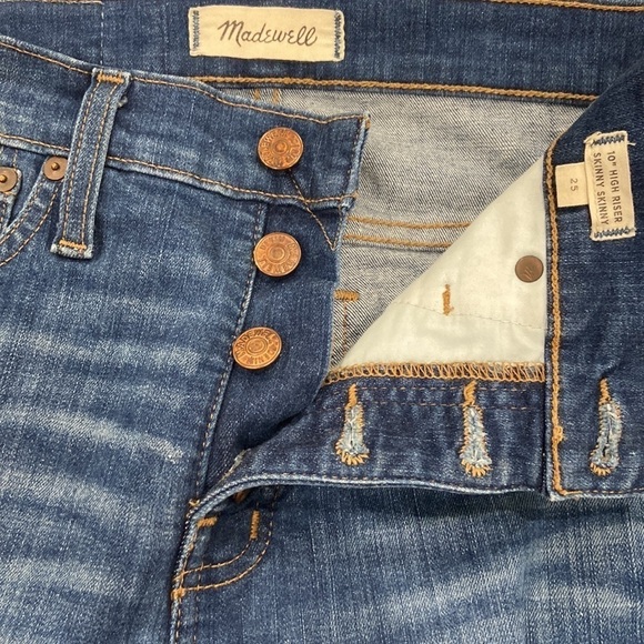 Madewell 9" High Riser Skinny Skinny Jean Button Fly Raw Hem Ankle Size 25 - Picture 8 of 11